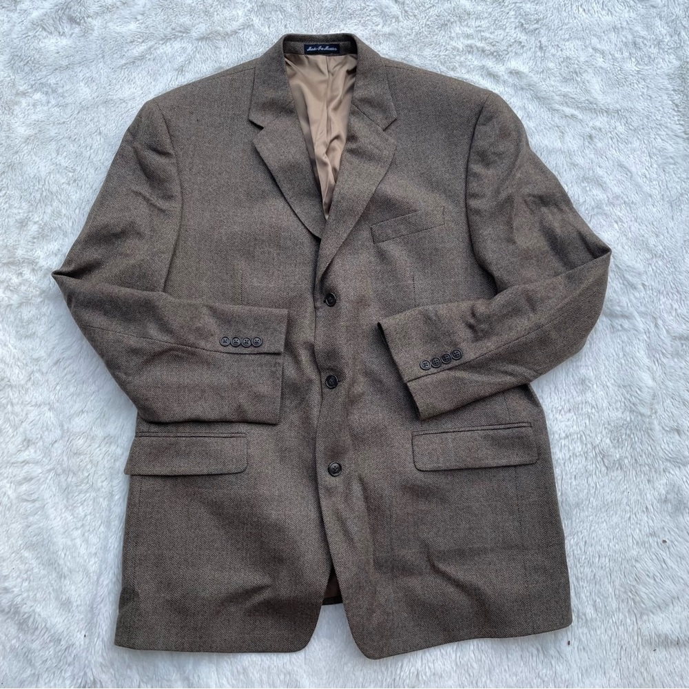 Calvin Klein Men’s Blazer Sports Coat Jacket Brown Herringbone sz 44R